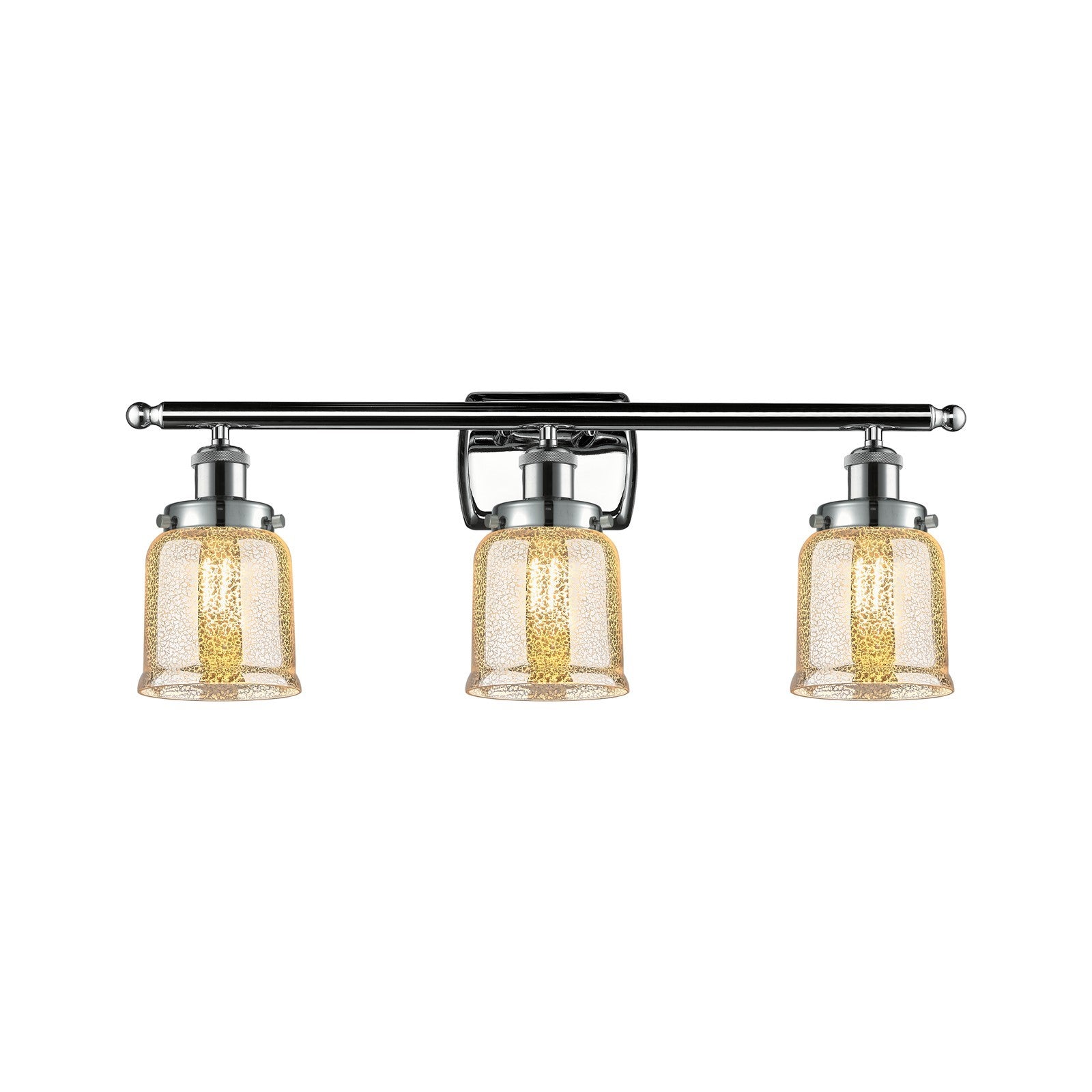 Innovations Bell 26in 3-Light Bath Vanity Light | Industrial Polished Chrome and Silver Plated Mercury Glass | Bathroom Vanity & | Model 916-3W-PC-G58-LED