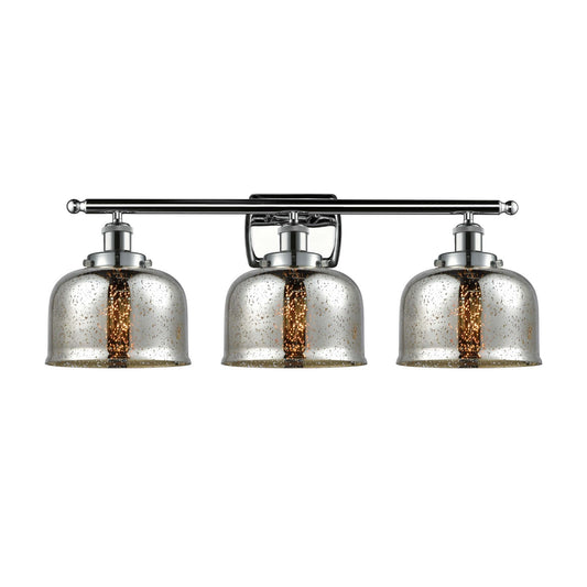 Innovations Bell 28in 3-Light Bath Vanity Light | Industrial Polished Chrome and Silver Plated Mercury Glass | Bathroom Vanity & | Model 916-3W-PC-G78
