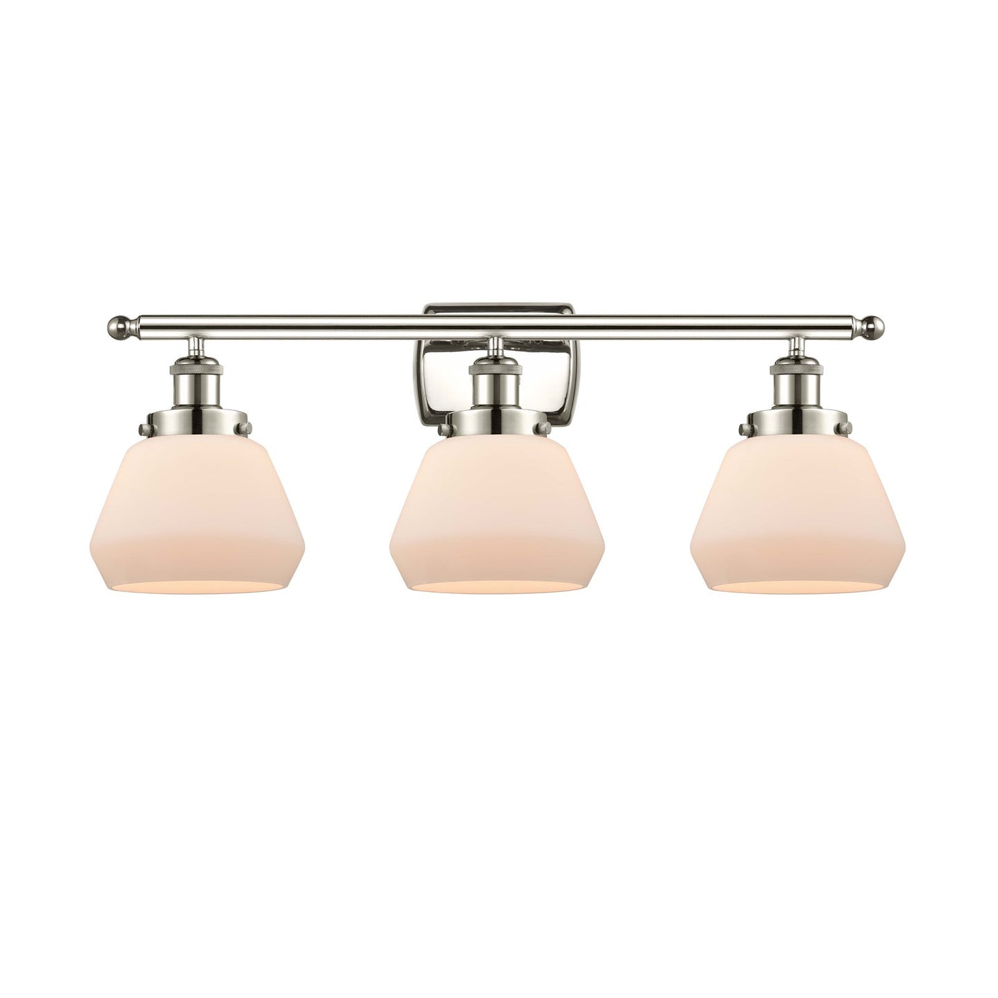 Innovations Fulton 27in 3-Light Bath Vanity Light | Modern Contemporary Polished Nickel and Matte White Frosted Glass | Bathroom | Model 916-3W-PN-G171