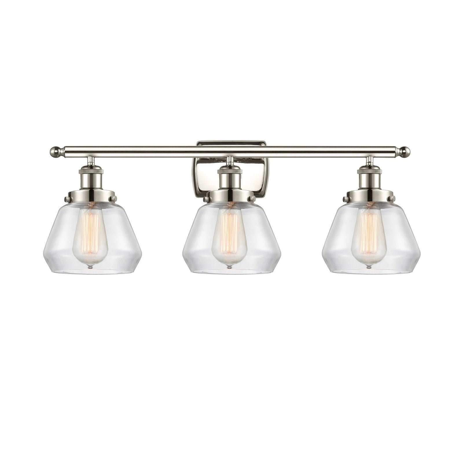 Innovations Fulton 27in 3-Light Bath Vanity Light | Modern Contemporary Polished Nickel and Clear Glass | Bathroom Vanity | Model 916-3W-PN-G172