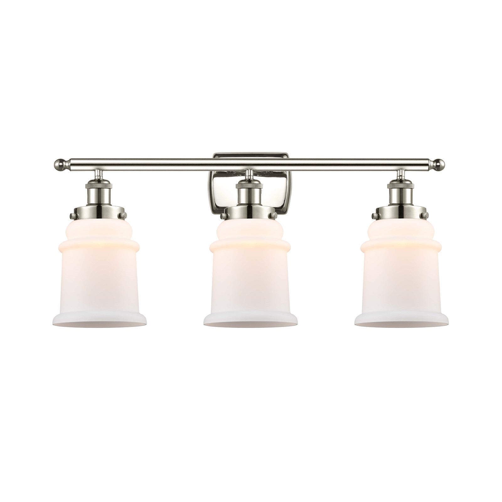 Innovations Canton 26in 3-Light Bath Vanity Light | Modern Transitional Polished Nickel Steel and Matte White Glass | Bathroom | Model 916-3W-PN-G181