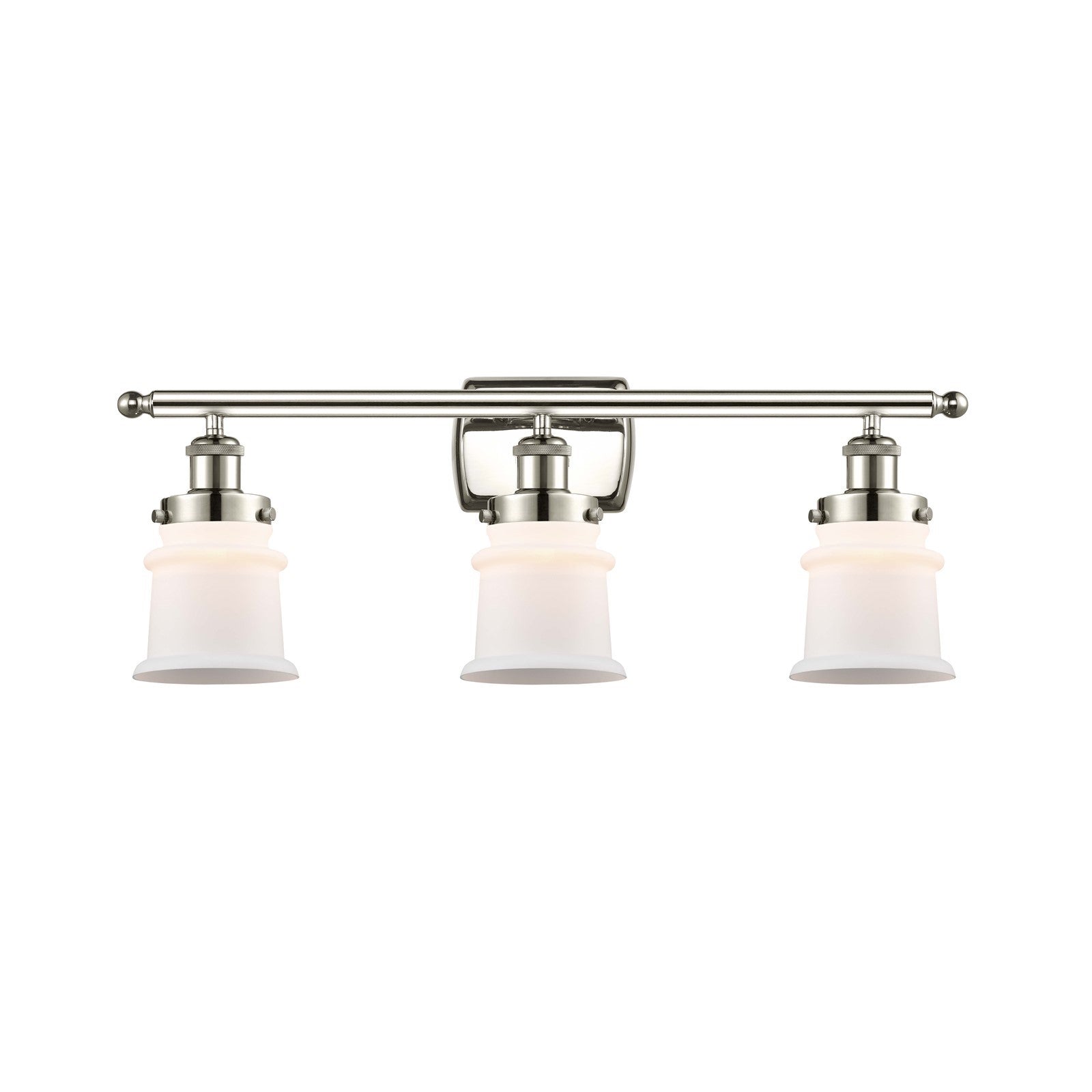 Innovations Canton 25.25in 3-Light Bath Vanity Light | Modern Transitional Polished Nickel Steel and Matte White Glass | Bathroom | Model 916-3W-PN-G181S