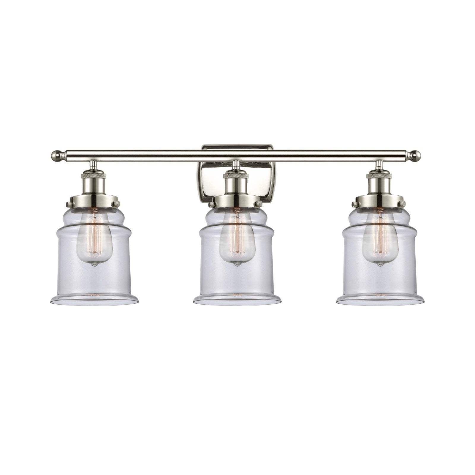Innovations Canton 26in 3-Light Bath Vanity Light | Modern Transitional Polished Nickel Steel and Clear Glass | Bathroom Vanity & | Model 916-3W-PN-G182