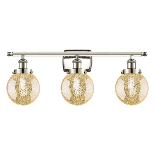 Innovations Beacon 26in 3-Light Bath Vanity Light | Modern Transitional Polished Nickel and Mercury Seeded Glass | Bathroom | Model 916-3W-PN-G208-6