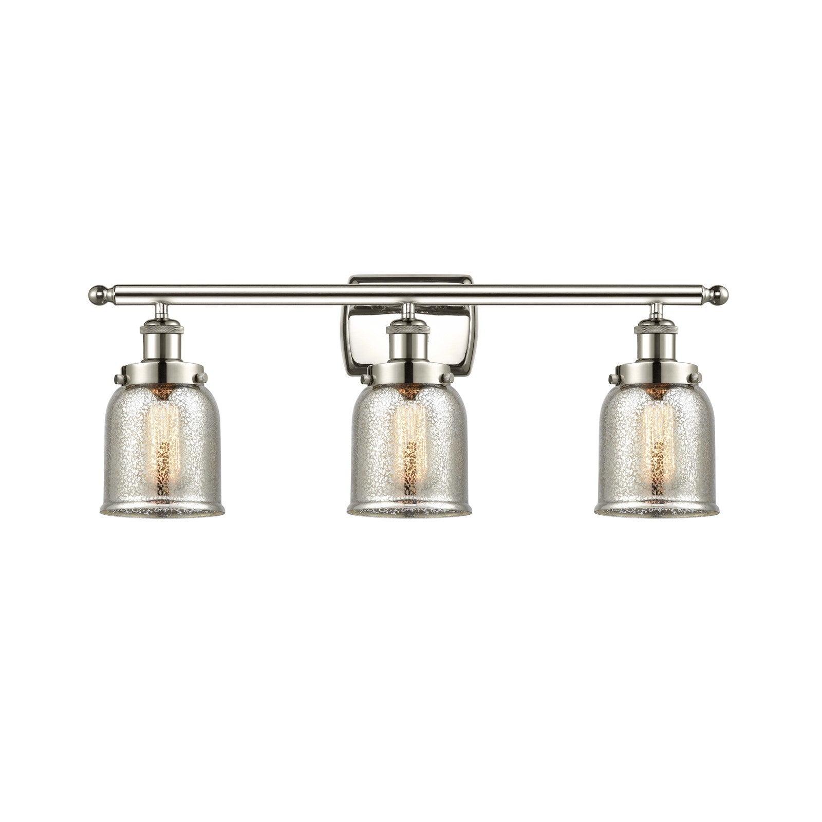 Innovations Bell 26in 3-Light Bath Vanity Light | Industrial Transitional Polished Nickel and Silver Plated Mercury Glass | Bathroom | Model 916-3W-PN-G58