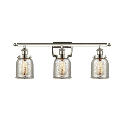 Innovations Bell 26in 3-Light Bath Vanity Light | Industrial Polished Nickel and Silver Plated Mercury Glass | Bathroom Vanity | Model 916-3W-PN-G58-LED