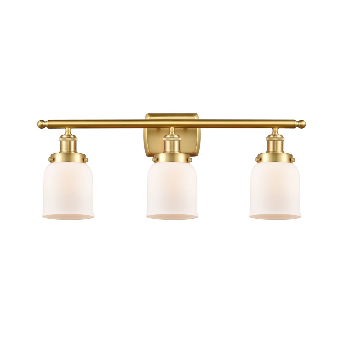 Innovations Bell 26in 3-Light Bath Vanity Light | Industrial Satin Gold Steel and Matte White Frosted Glass | Bathroom Vanity | Model 916-3W-SG-G51