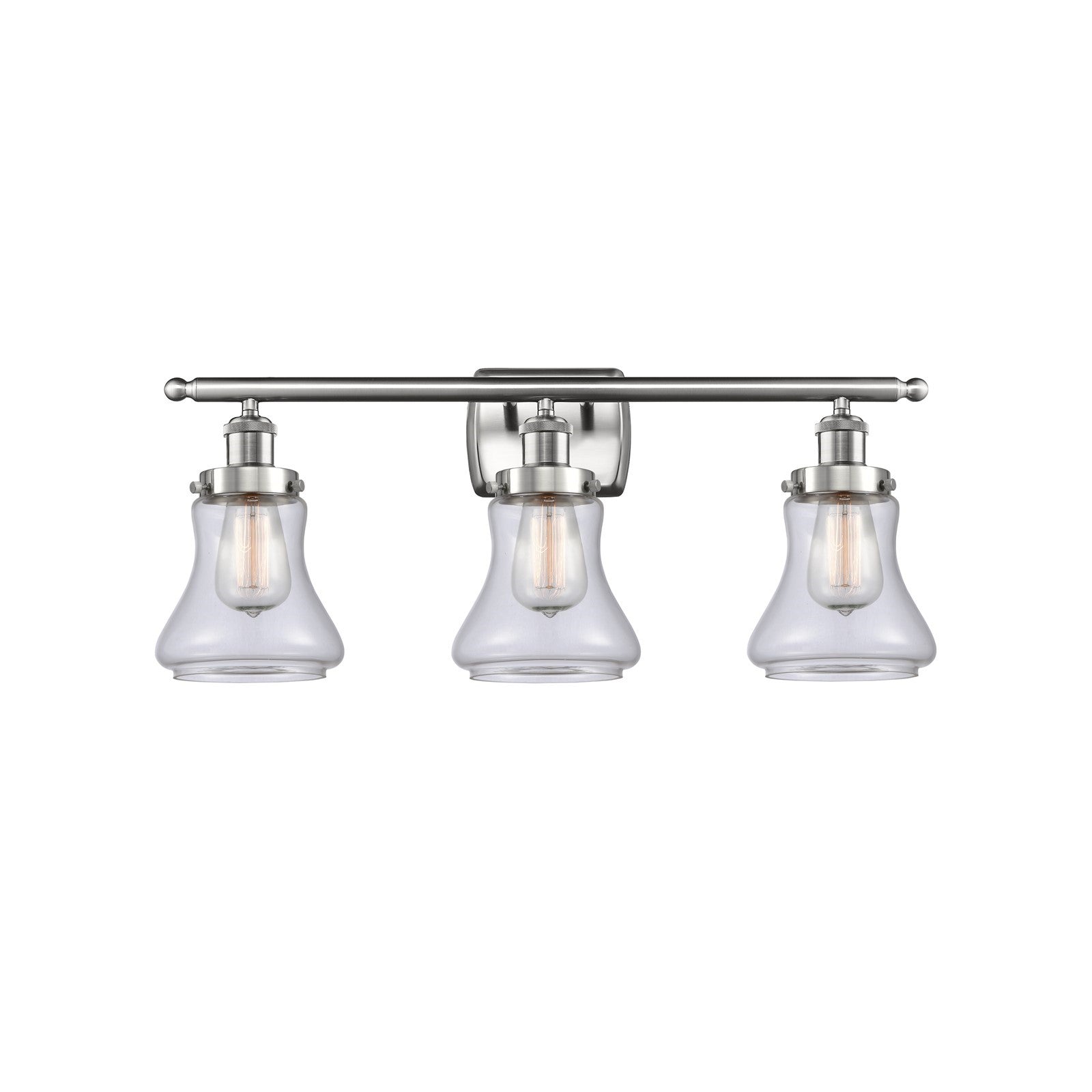 Innovations Bellmont 26in 3-Light Bath Vanity Light | Modern Transitional Brushed Satin Nickel and Clear Glass | Bathroom Vanity | Model 916-3W-SN-G192
