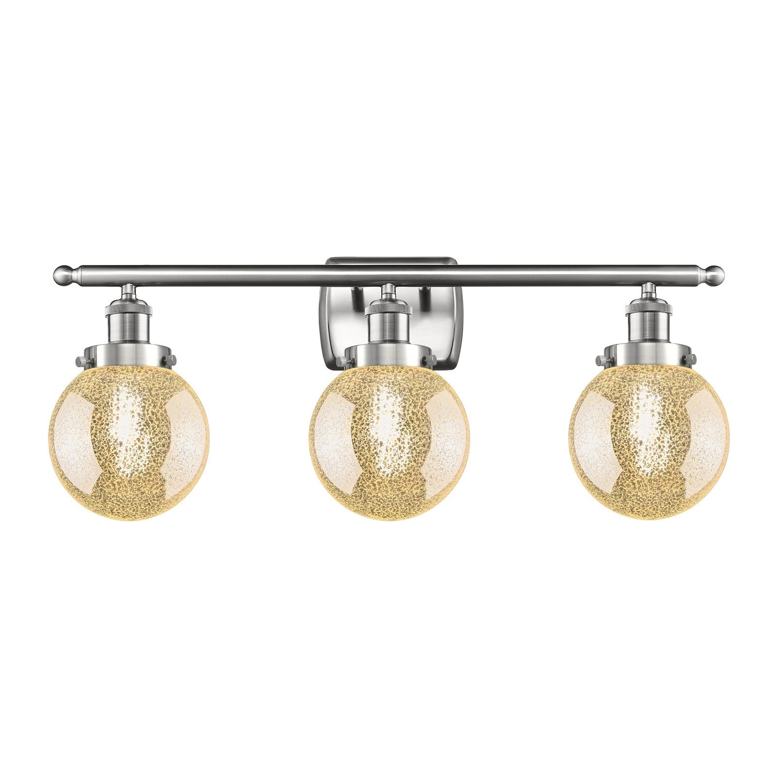 Innovations Beacon 26in 3-Light Bath Vanity Light | Modern Transitional Brushed Satin Nickel and Mercury Seeded Glass | Bathroom | Model 916-3W-SN-G208-6