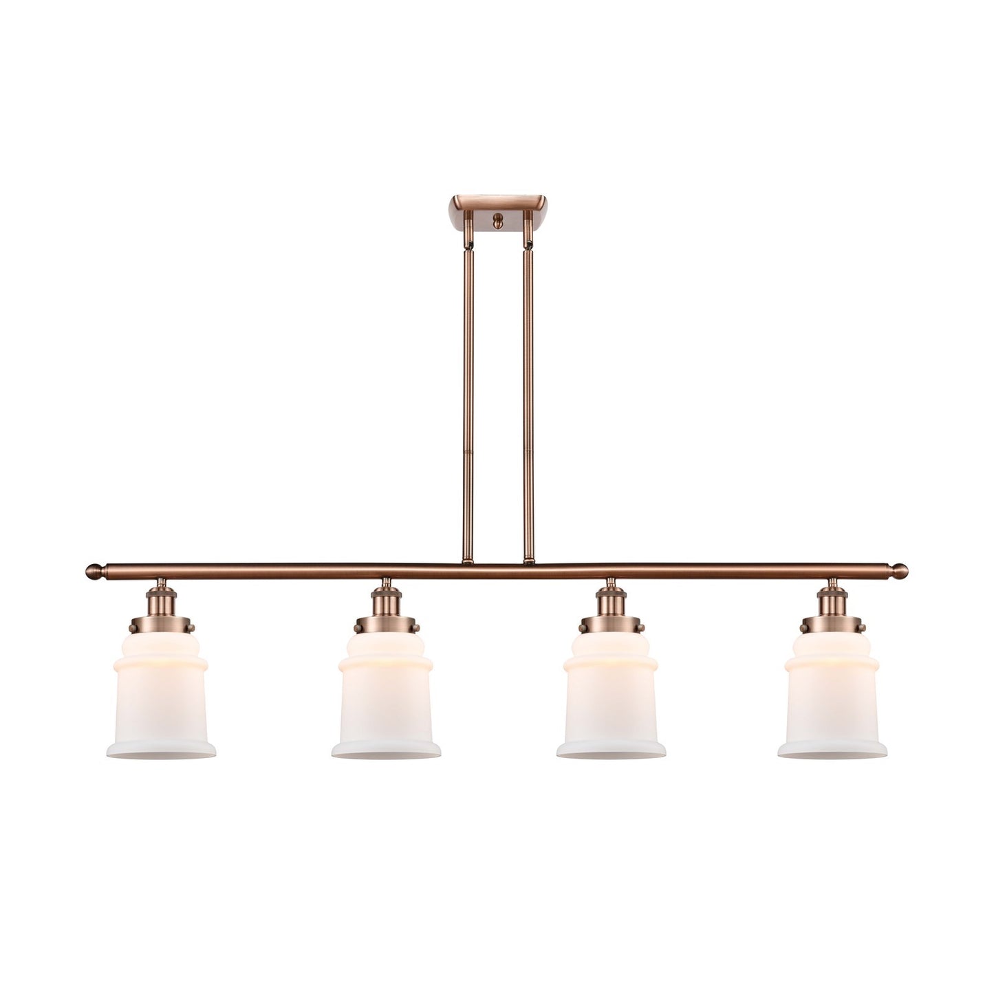 Innovations Canton 48in 4-Light Island Light | Modern Contempo Antique Copper and Matte White Frosted Glass | Kitchen Island & | Model 916-4I-AC-G181