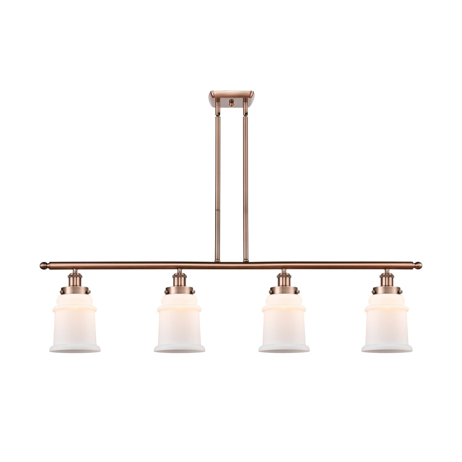 Innovations Canton 48in 4-Light Island Light | Modern Contempo Antique Copper and Matte White Frosted Glass | Kitchen Island & | Model 916-4I-AC-G181