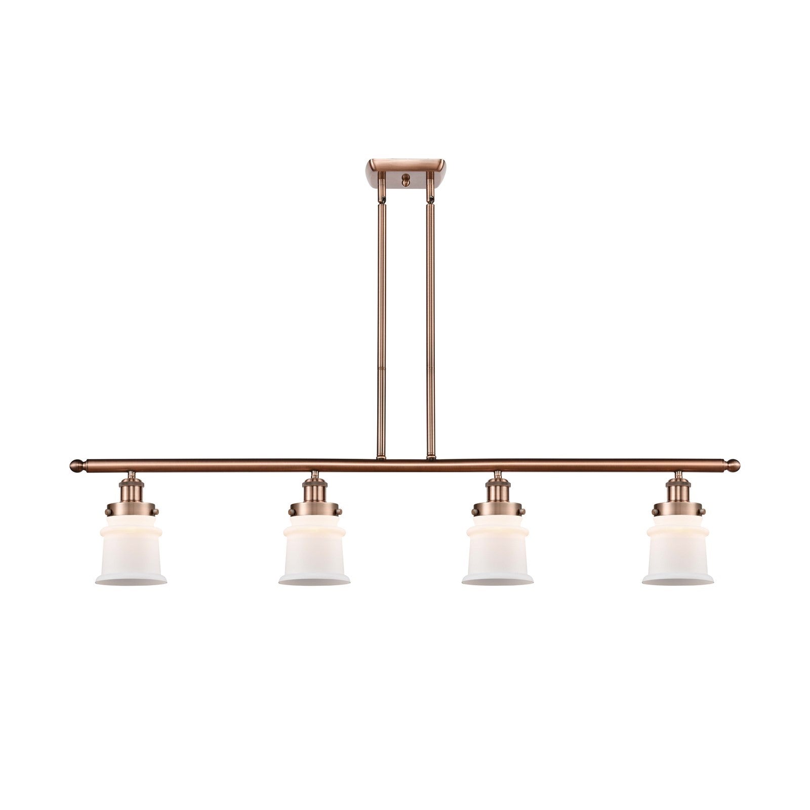 Innovations Canton 48in 4-Light Island Light | Modern Contempo Antique Copper and Matte White Frosted Glass | Kitchen Island & | Model 916-4I-AC-G181S