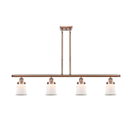 Innovations Canton 48in 4-Light Island Light | Modern Contempo Antique Copper and Matte White Frosted Glass | Kitchen Island & | Model 916-4I-AC-G181S