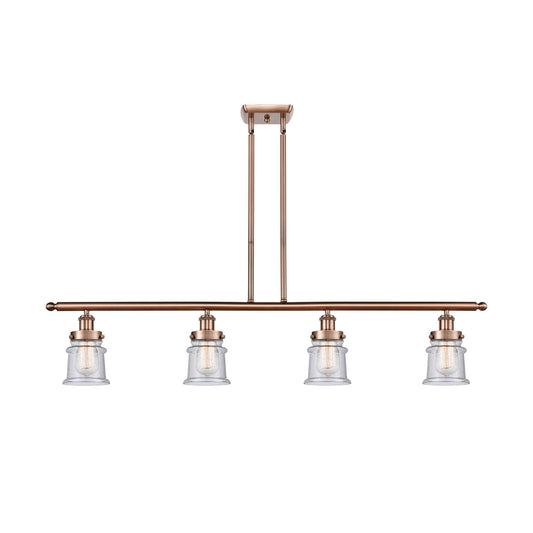 Innovations Canton 48in 4-Light Island Light | Modern Contempo Antique Copper Steel and Seedy Glass | Kitchen Island & Dining Room | Model 916-4I-AC-G184S