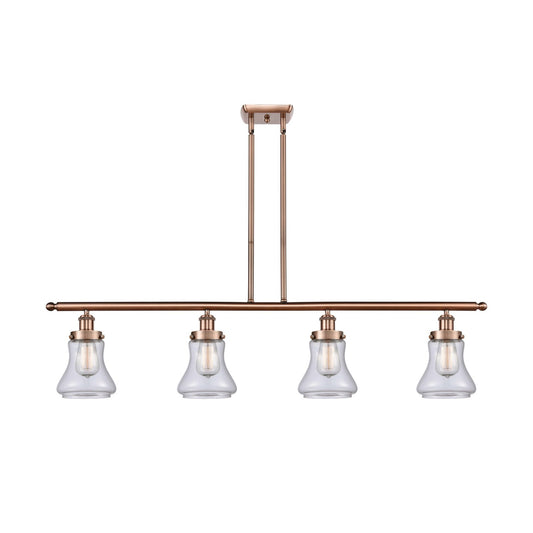 Innovations Bellmont 48in 4-Light Island Light | Modern Transitional Antique Copper Steel and Clear Glass | Kitchen Island & Dining | Model 916-4I-AC-G192