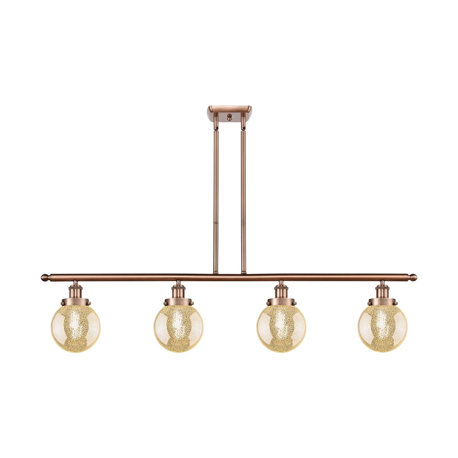 Innovations Beacon 48in 4-Light Island Light | Modern Transitional Antique Copper Steel and Mercury Seeded Glass | Kitchen Island | Model 916-4I-AC-G208-6