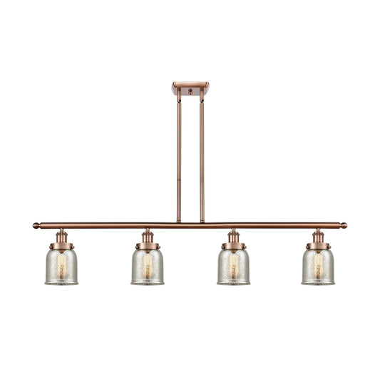 Innovations Bell 48in 4-Light Island Light | Industrial Antique Copper Steel and Silver Plated Mercury Glass | Kitchen Island & | Model 916-4I-AC-G58