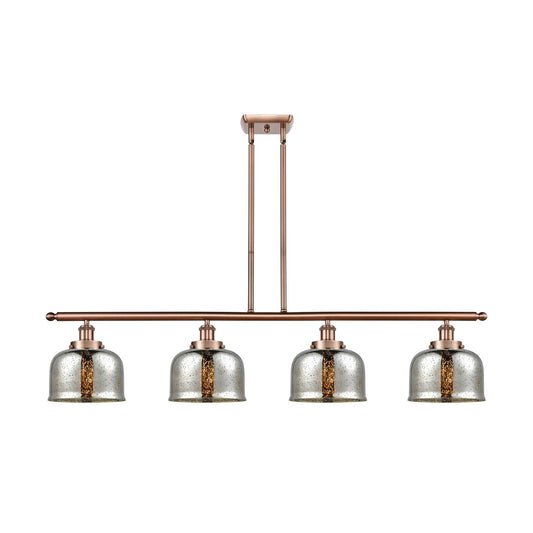 Innovations Bell 48in 4-Light Island Light | Industrial Antique Copper Steel and Silver Plated Mercury Glass | Kitchen Island & | Model 916-4I-AC-G78