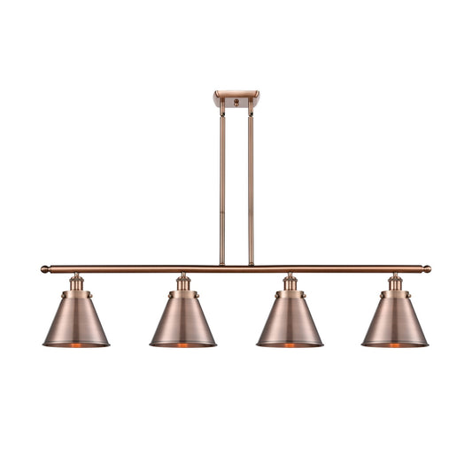 Innovations Appalachian 48in 4-Light LED Island Light | Industrial Farmhouse Antique Copper Steel and Metal Cone Shades | Model 916-4I-AC-M13-AC-LED