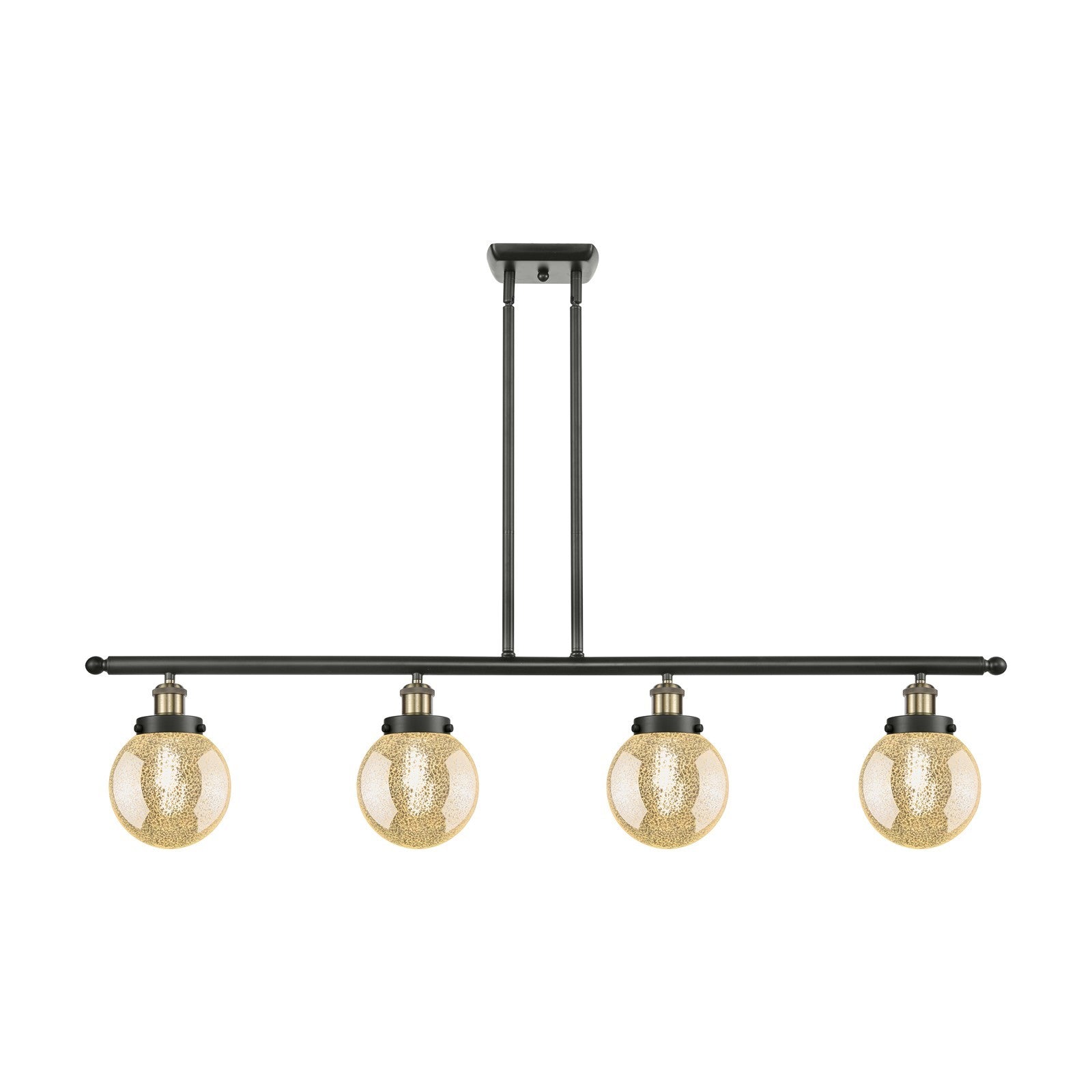 Innovations Beacon 48in 4-Light Island Light | Modern Transitional Black Antique Brass Steel and Cast Brass with Mercury Seeded | Model 916-4I-BAB-G208-6