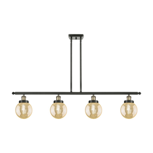 Innovations Beacon 48in 4-Light Island Light | Modern Transitional Black Antique Brass Steel and Cast Brass with Mercury Seeded | Model 916-4I-BAB-G208-6