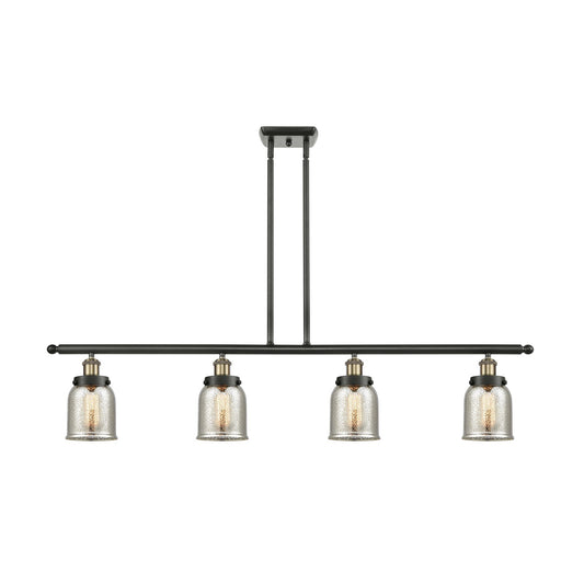 Innovations Bell 48in 4-Light Island Light | Industrial Black Antique Brass and Silver Plated Mercury Glass | Kitchen Island & | Model 916-4I-BAB-G58