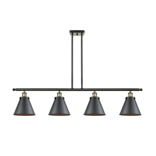 Innovations Appalachian 48in 4-Light Island Light | Industrial Black Antique Brass and Matte Black Metal | Kitchen Island & | Model 916-4I-BAB-M13-BK-LED