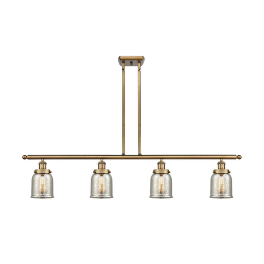 Innovations Bell 48in 4-Light Island Light | Industrial Brushed Brass and Silver Plated Mercury Glass | Kitchen Island & Dining | Model 916-4I-BB-G58-LED