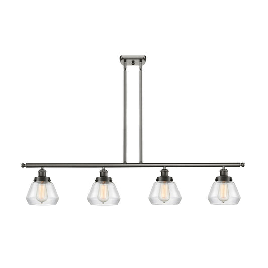 Innovations Fulton 48in 4-Light Island Light | Modern Contempo Oil Rubbed Bronze Steel and Clear Glass | Kitchen Island & Dining | Model 916-4I-OB-G172