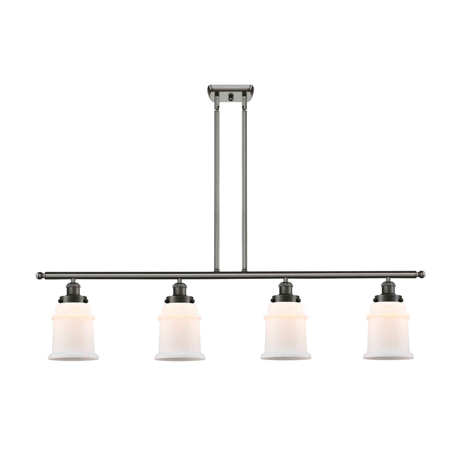 Innovations Canton 48in 4-Light Island Light | Modern Contempo Oil Rubbed Bronze Steel and Matte White Frosted Glass | Kitchen | Model 916-4I-OB-G181