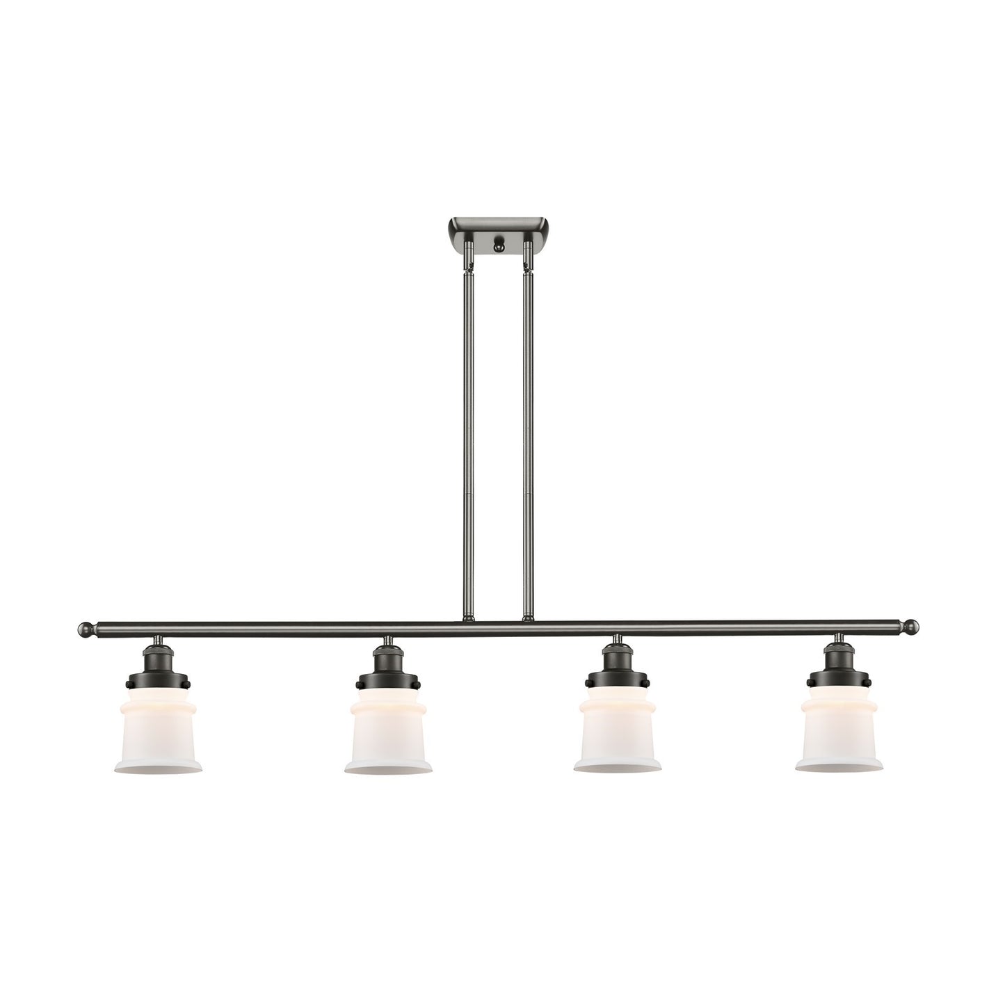 Innovations Canton 48in 4-Light Island Light | Modern Contempo Oil Rubbed Bronze Steel and Matte White Frosted Glass | Kitchen | Model 916-4I-OB-G181S