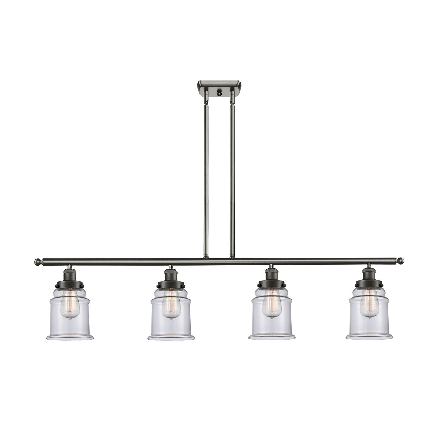 Innovations Canton 48in 4-Light Island Light | Modern Contempo Oil Rubbed Bronze Steel and Clear Glass | Kitchen Island & Dining | Model 916-4I-OB-G182