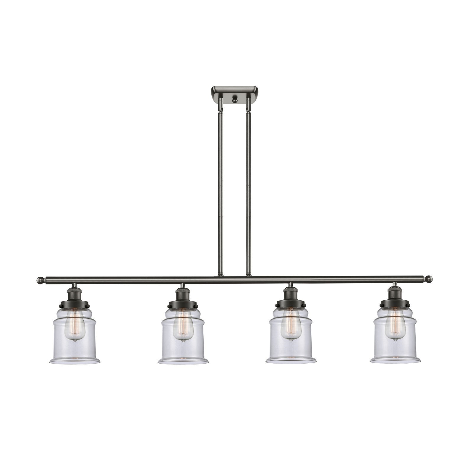 Innovations Canton 48in 4-Light Island Light | Modern Contempo Oil Rubbed Bronze Steel and Clear Glass | Kitchen Island & Dining | Model 916-4I-OB-G182