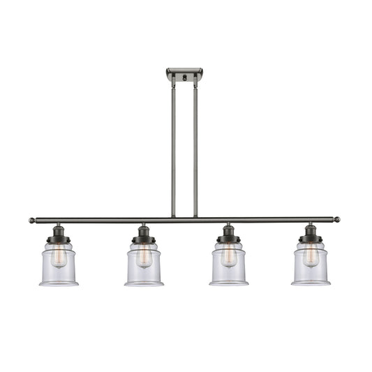 Innovations Canton 48in 4-Light Island Light | Modern Contempo Oil Rubbed Bronze Steel and Clear Glass | Kitchen Island & Dining | Model 916-4I-OB-G182