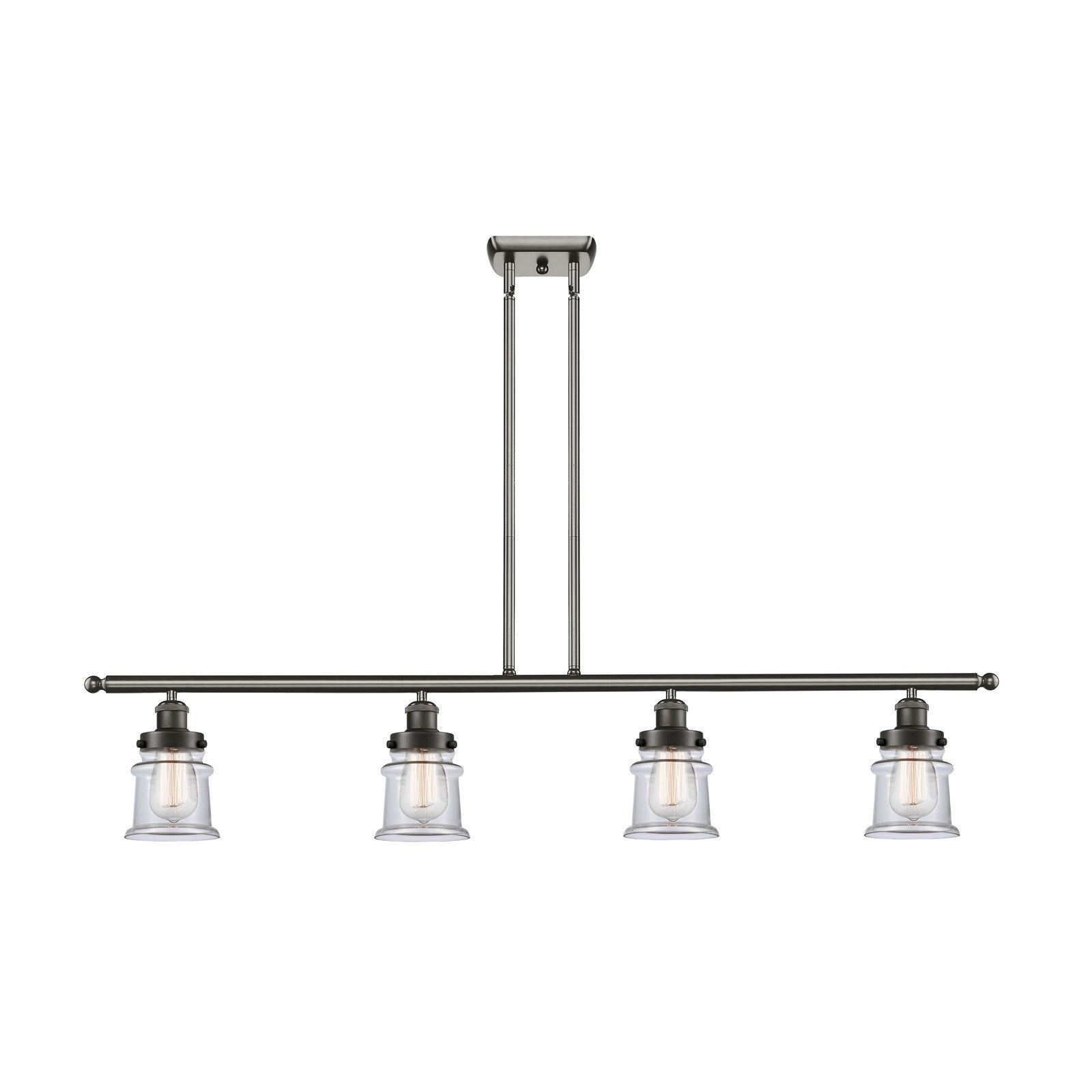 Innovations Canton 48in 4-Light Island Light | Modern Contempo Oil Rubbed Bronze Steel and Clear Small Glass | Kitchen Island & | Model 916-4I-OB-G182S