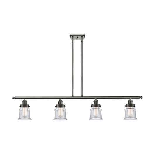 Innovations Canton 48in 4-Light Island Light | Modern Contempo Oil Rubbed Bronze Steel and Clear Small Glass | Kitchen Island & | Model 916-4I-OB-G182S