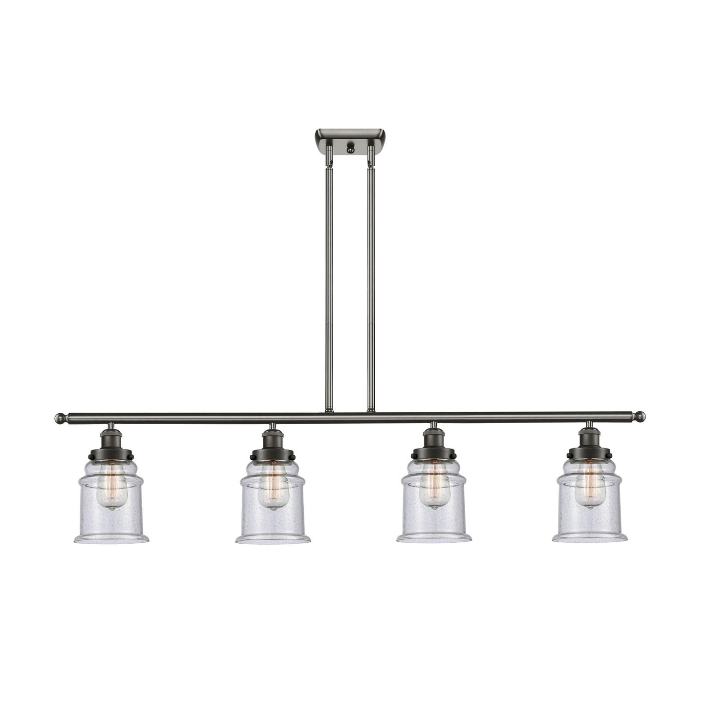 Innovations Canton 48in 4-Light Island Light | Modern Contempo Oil Rubbed Bronze Steel and Seedy Glass | Kitchen Island & Dining | Model 916-4I-OB-G184