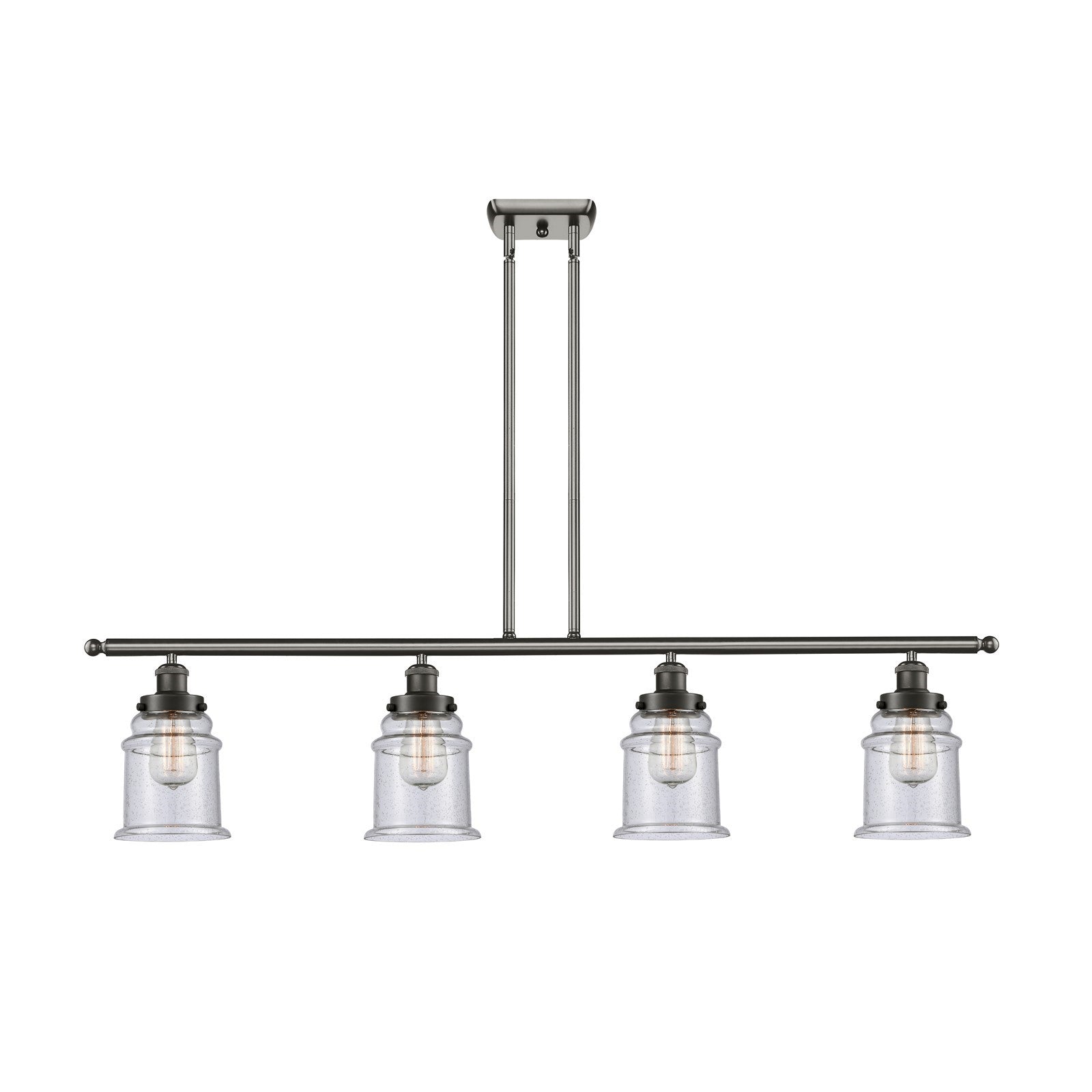 Innovations Canton 48in 4-Light Island Light | Modern Contempo Oil Rubbed Bronze Steel and Seedy Glass | Kitchen Island & Dining | Model 916-4I-OB-G184