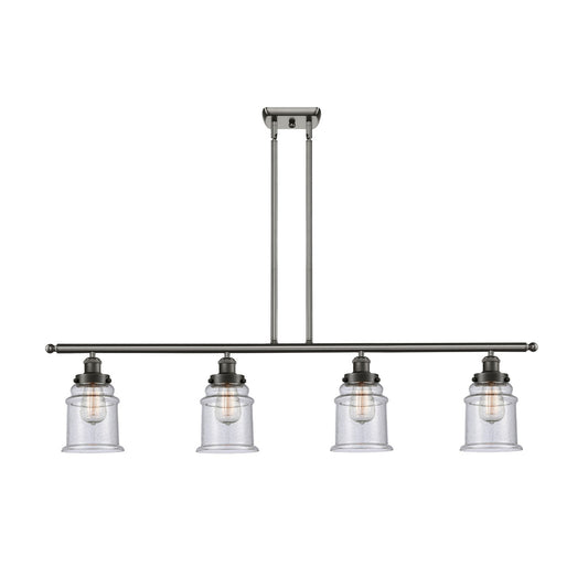 Innovations Canton 48in 4-Light Island Light | Modern Contempo Oil Rubbed Bronze Steel and Seedy Glass | Kitchen Island & Dining | Model 916-4I-OB-G184