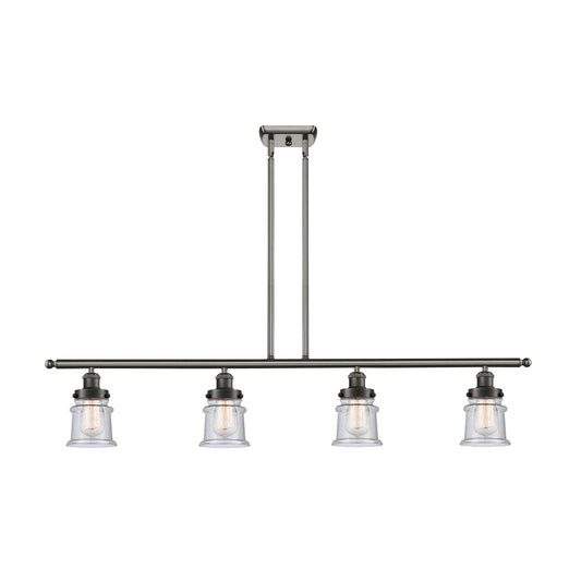 Innovations Canton 48in 4-Light Island Light | Modern Contempo Oil Rubbed Bronze Steel and Seedy Small Glass | Kitchen Island & | Model 916-4I-OB-G184S