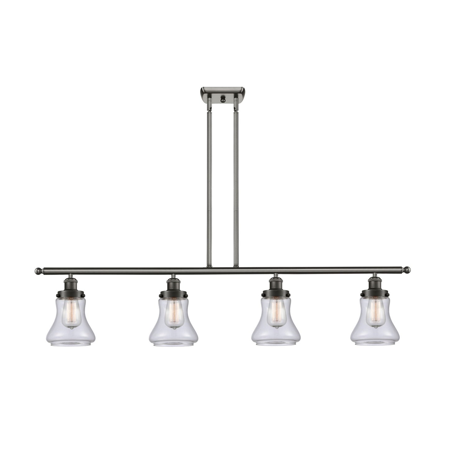 Innovations Bellmont 48in 4-Light Island Light | Oil Rubbed Bronze Steel and Clear Glass | Kitchen Island & Dining Room | Model 916-4I-OB-G192