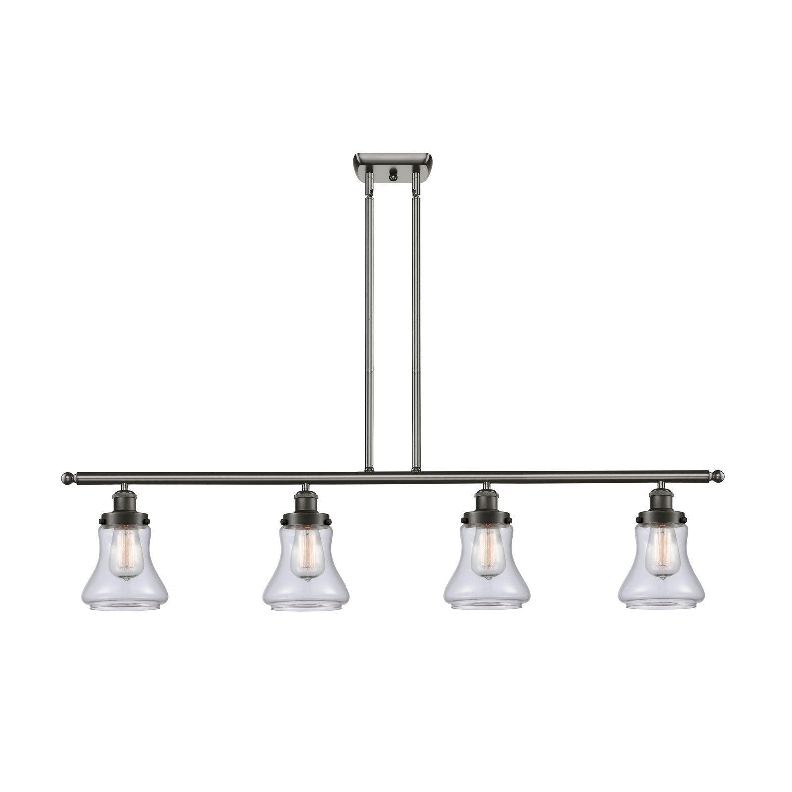 Innovations Bellmont 48in 4-Light Island Light | Oil Rubbed Bronze Steel and Clear Glass | Kitchen Island & Dining Room | Model 916-4I-OB-G192