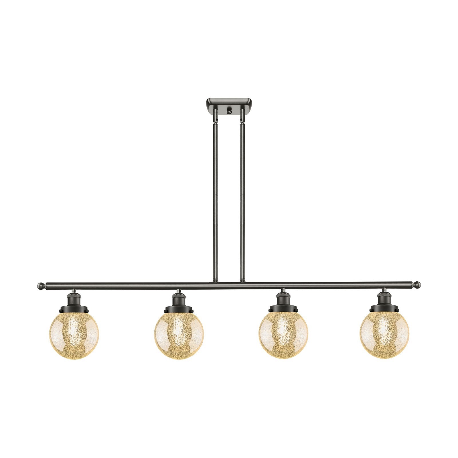 Innovations Beacon 48in 4-Light Island Light | Oil Rubbed Bronze Steel and Mercury Seeded Glass | Kitchen Island & Dining Room | Model 916-4I-OB-G208-6