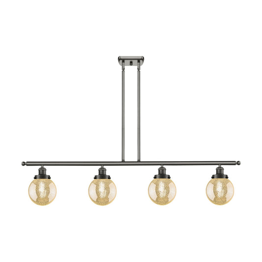 Innovations Beacon 48in 4-Light Island Light | Oil Rubbed Bronze Steel and Mercury Seeded Glass | Kitchen Island & Dining Room | Model 916-4I-OB-G208-6