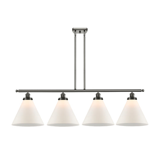 Innovations Cone 48in 4-Light Island Light | Oil Rubbed Bronze Steel and Matte White Frosted Glass | Kitchen Island & Dining Room | Model 916-4I-OB-G41-L