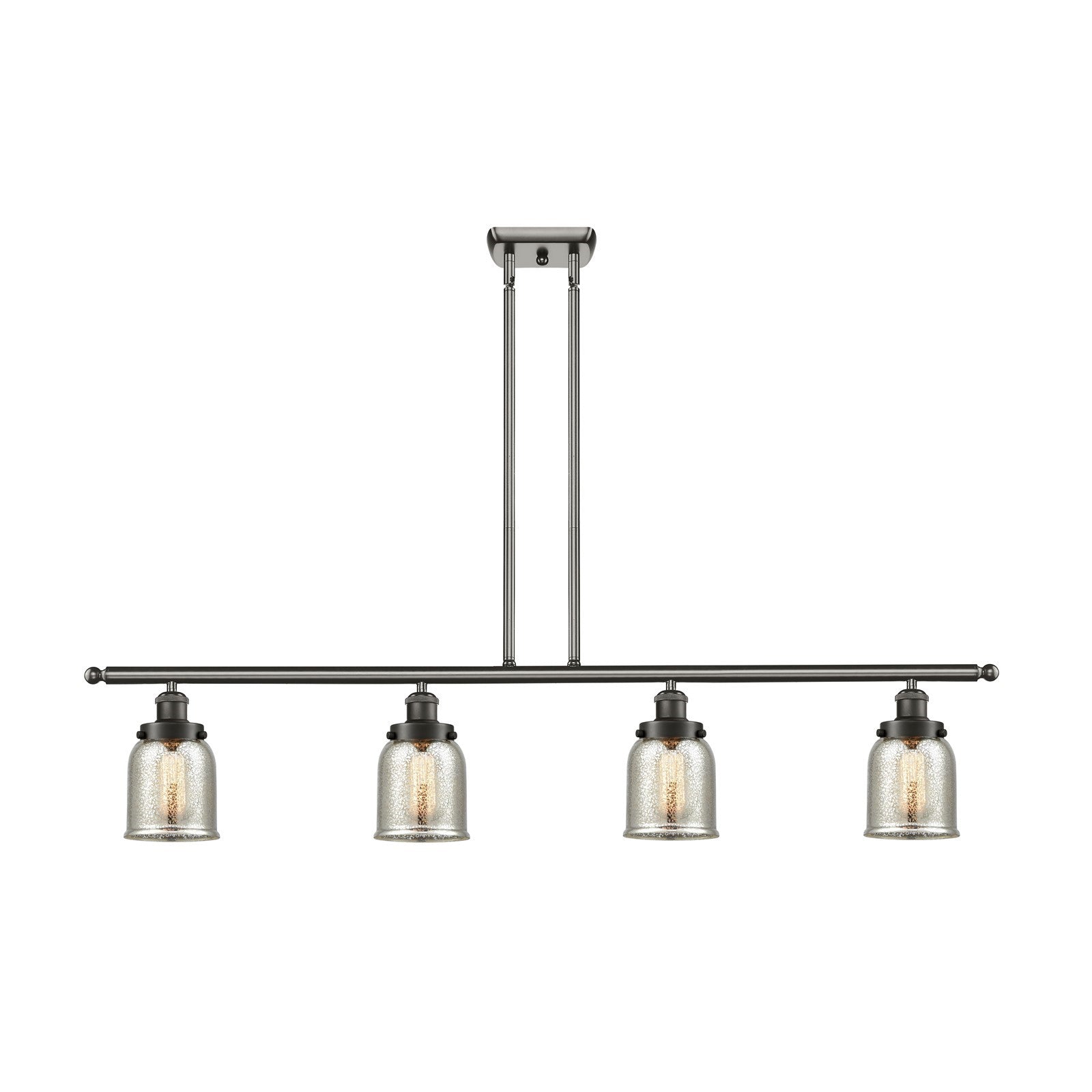 Innovations Lighting Bell 48in 4-Light Island Light with LED | Industrial Oil Rubbed Bronze Steel and Silver Plated Mercury | Model 916-4I-OB-G58-LED