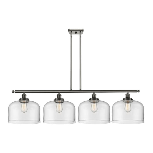 Innovations Bell 48in 4-Light LED Island Light | Industrial Oil Rubbed Bronze Steel and Clear Glass | Kitchen Island & Dining | Model 916-4I-OB-G72-L-LED