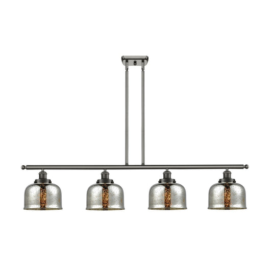 Innovations Bell 48in 4-Light Island Light with LED | Industrial Oil Rubbed Bronze Steel and Silver Plated Mercury Glass | Model 916-4I-OB-G78-LED