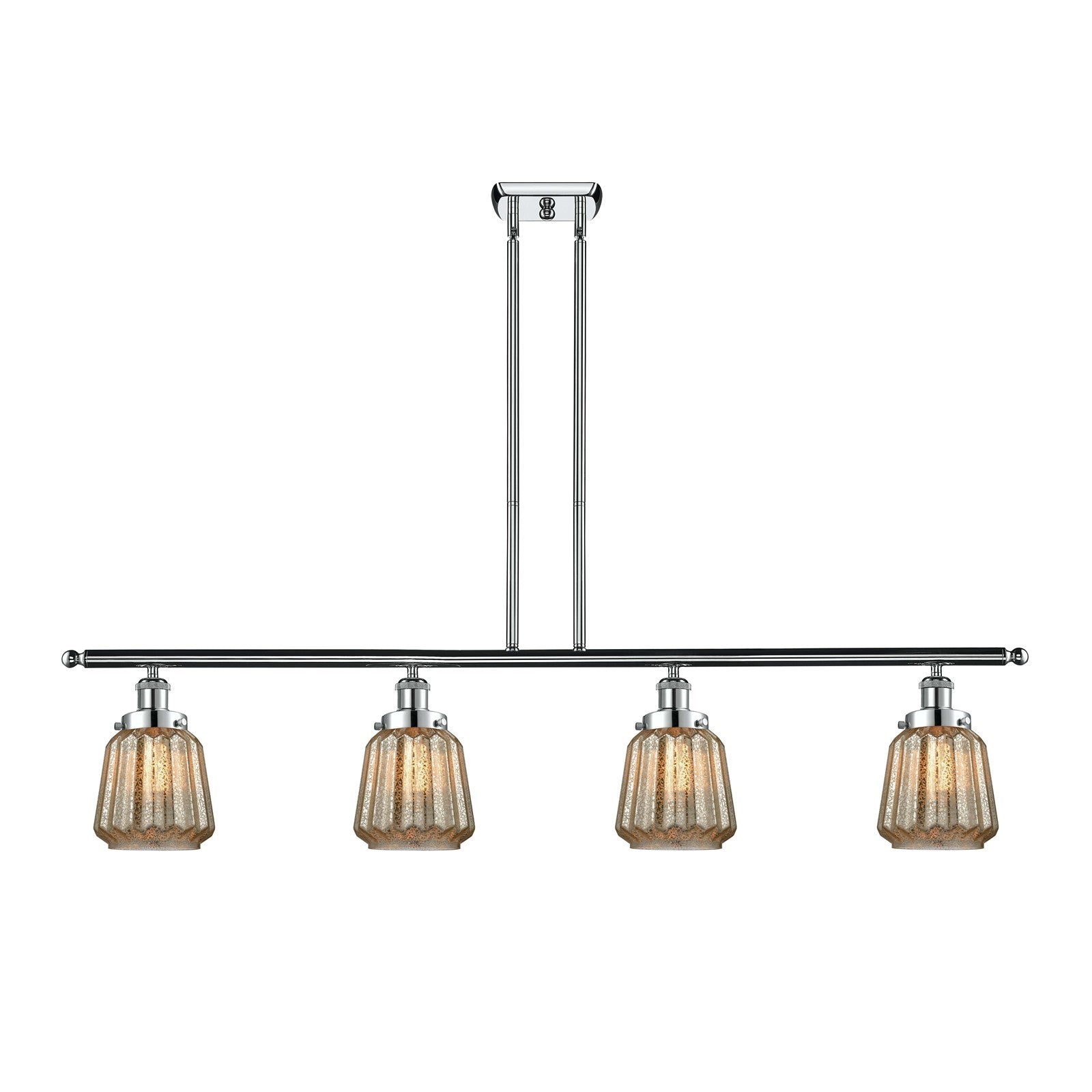 Innovations Chatham 48in 4-Light Island Light | Modern Transitional Polished Chrome Steel and Mercury Ribbed Glass | Kitchen Island | Model 916-4I-PC-G146