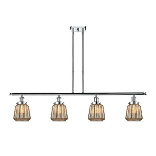 Innovations Chatham 48in 4-Light Island Light | Modern Transitional Polished Chrome Steel and Mercury Ribbed Glass | Kitchen Island | Model 916-4I-PC-G146